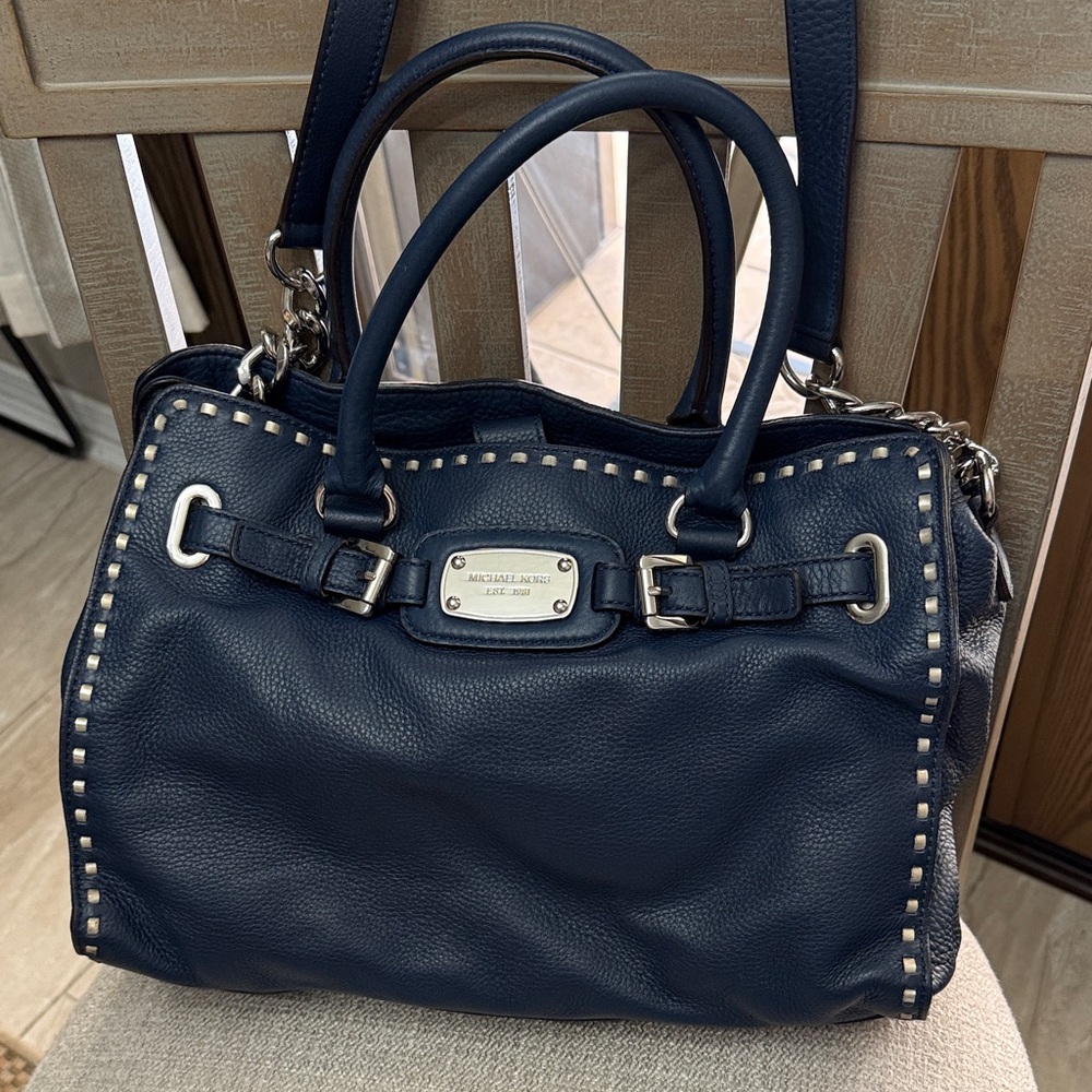 Michael Kors Dark Blue Studded Satchel